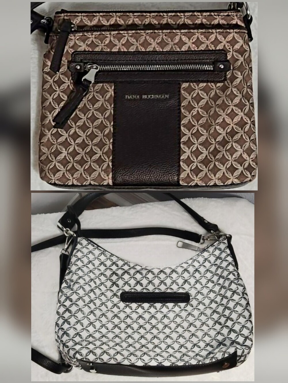 2 Dana Buchman Crossbody, Messenger,Hobo Bags Metallic & Black